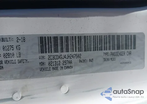 2018 Dodge Charger Daytona 392 Rwd z USA, uszkodzony, nr VIN 2C3CDXGJ4JH247502